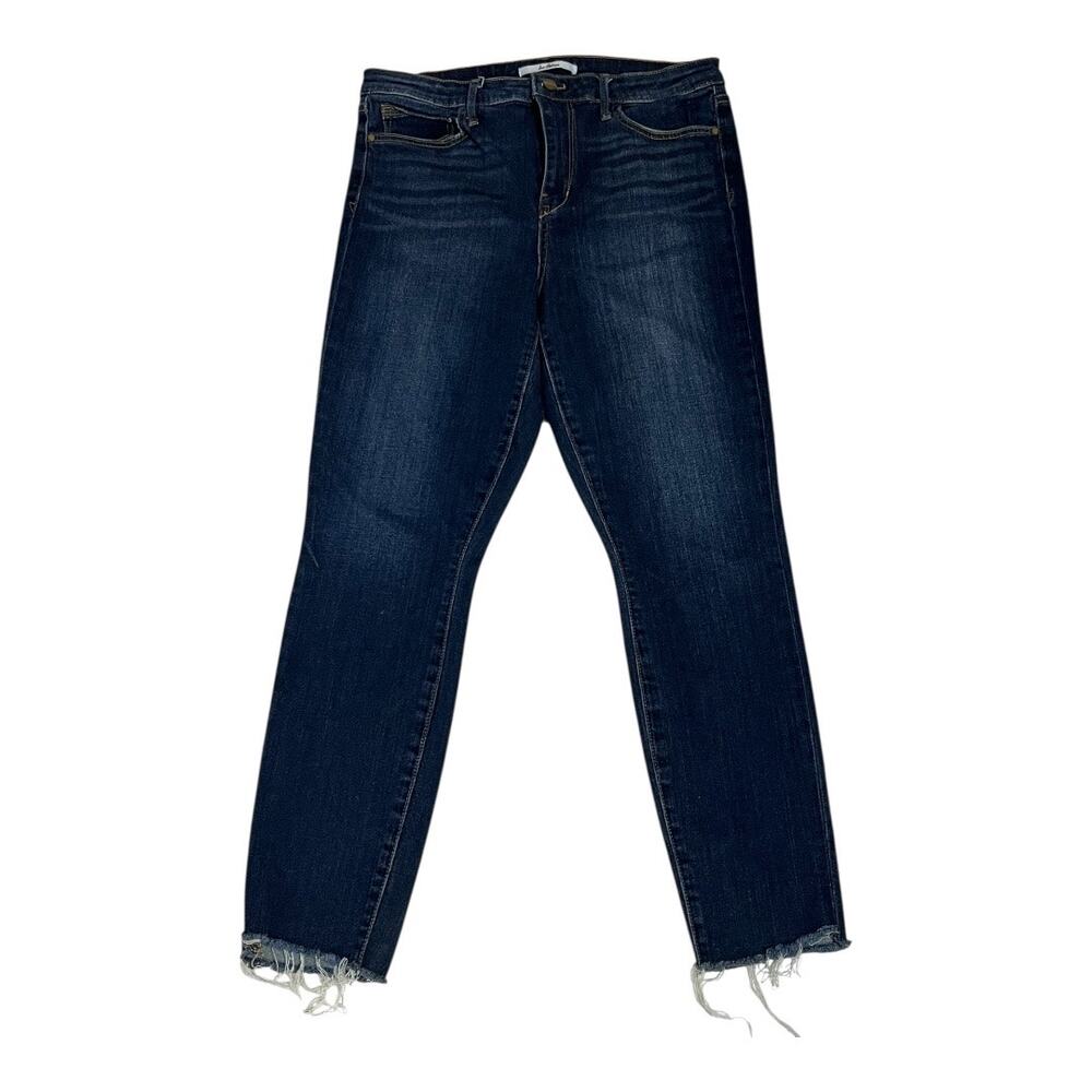 Sam Edelman Jeans Women's 31 Blue High Rise Skinny Ankle Raw Hem Stretch